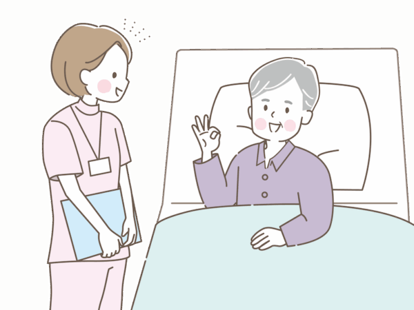 世話をする女性看護師イラスト