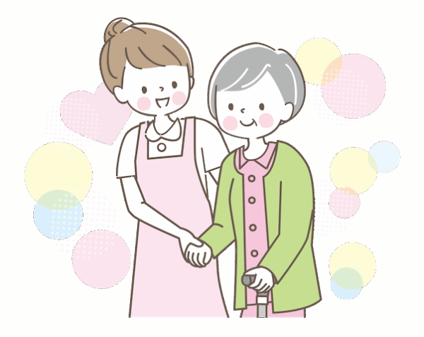 世話をする女性看護師イラスト